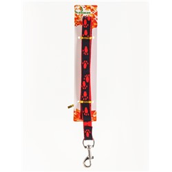 Шлейка с поводком «Большая лапа», ширина 1.5 см, поводок 120 см, шлейка 28-42 см, красная, чёрная