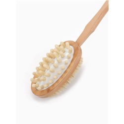 Щётка массажная для тела, из натуральной щетины, двусторонняя, с ручкой, гладкая