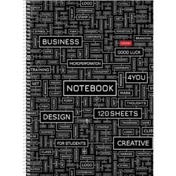 Тетрадь А4 120л клетка на спирали твердая обложка "Word matrix" 4 цв. разделителя, многоуровневая перфорация (088355) 32181 Хатбер