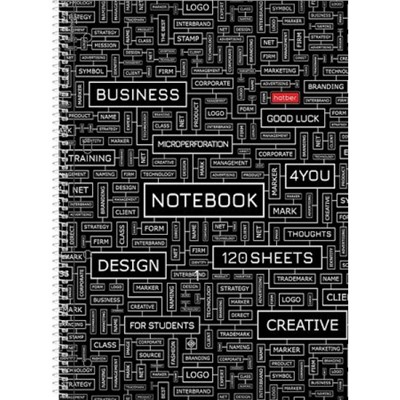 Тетрадь А4 120л клетка на спирали твердая обложка "Word matrix" 4 цв. разделителя, многоуровневая перфорация (088355) 32181 Хатбер