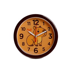 Будильник «Капибара», плавный ход, d=15 см, корпус коричневый