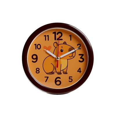 Будильник «Капибара», плавный ход, d=15 см, корпус коричневый