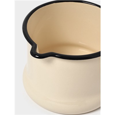 Ковш эмалированный, 1 л, с крышкой, без декора, цвет слоновой кости