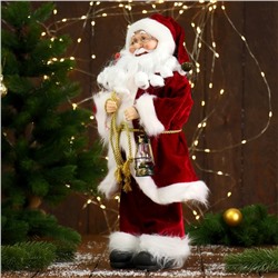 Дед Мороз под ёлку «Зимнее волшебство. Новогодняя игрушка в шубке с фонарём», 45 см