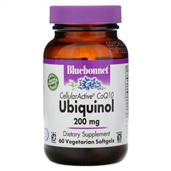 Bluebonnet Nutrition, Убихинол CellullarActive CoQ10, 200 мг, 60 растительных капсул