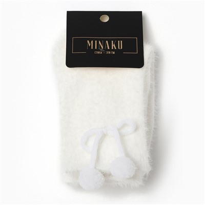 Носки махровые MINAKU с бамбошками, белый, р-р 36-39 (23-25 см)