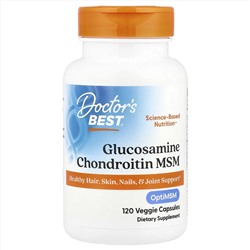 Doctor's Best, глюкозамин, хондроитин и МСМ с OptiMSM, 120 вегетарианских капсул