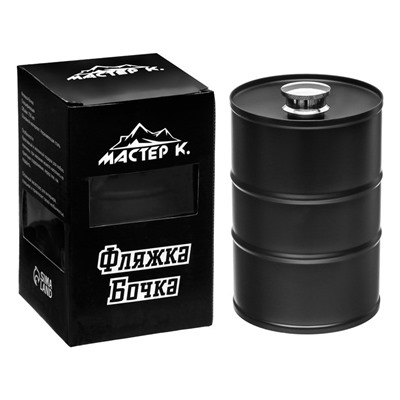 Фляжка Мастер К, 750 мл, подарочная, 25 oz, нержавеющая сталь, чёрная