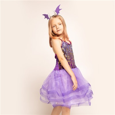 Карнавальный набор «Дракон»: платье, ободок, фиолетовый