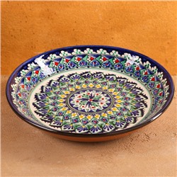 Ляган узбекский Риштанская Керамика «Узоры», d=25 см, синий