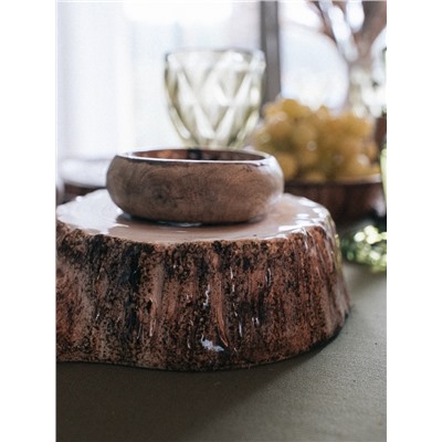 Блюдо для подачи Magistro Wood, 20.5×18.7×5.5 см, фарфор, коричневое