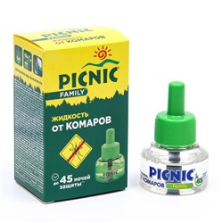 Дополнительный флакон-жидкость от комаров Picnic Family, с растительными экстрактами, 45 ночей, 30 мл