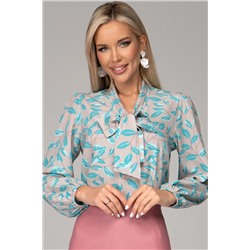 Блузка Бант (листья/бирюза)