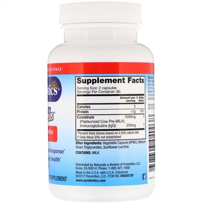 Symbiotics, Colostrum Plus, 120 вегетарианских капсул