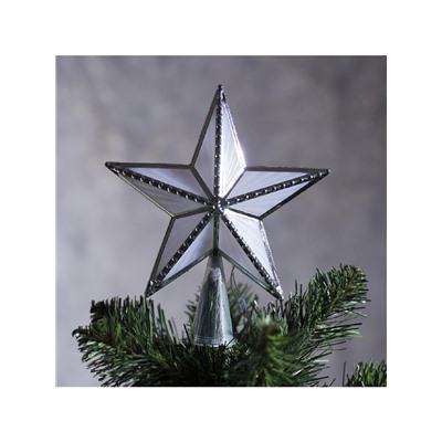 Светодиодная верхушка на ёлку «Звезда серебристая», 16 см, 10 LED, 220 В, свечение мульти
