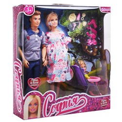 Кукла София беременная 29 см, с Алексом, дочкой (с акс., руки и ноги сгиб.)