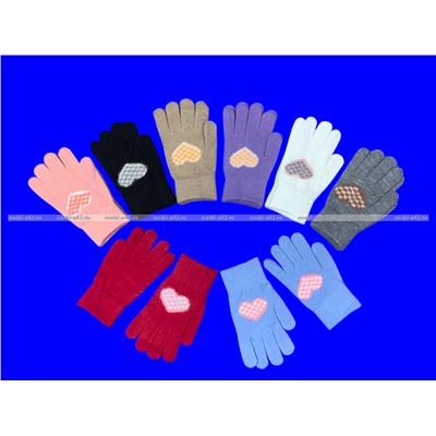 Перчатки подростковые для девочек с начесом «Сердечко» арт. 0832