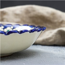 Тарелка глубокая Риштанская Керамика «Узоры», d=20 см, синяя, узор МИКС