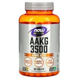 Now Foods, Sports, ААКГ 3500, аминокислоты, 180 таблеток