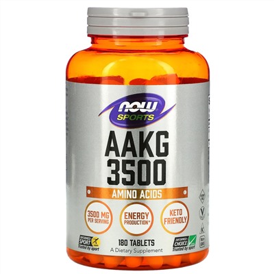 Now Foods, Sports, ААКГ 3500, аминокислоты, 180 таблеток