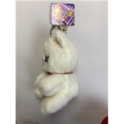 Брелок на сумку, рюкзак, ключи кошка белый