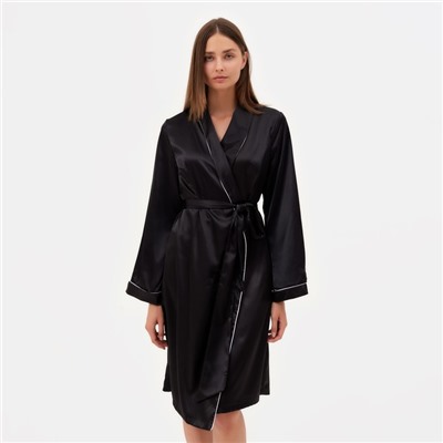 Халат домашний женский MINAKU: Light touch, чёрный, размер 44