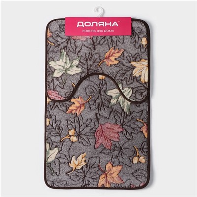 Коврики для ванной и туалета Доляна «Осенние листья», 2 шт.: 40×50 см, 50×80 см