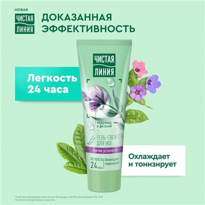 Гель-свежесть для ног Чистая линия «Снятие усталости», мята и медуница, 75 мл