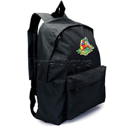 Рюкзак мягкий "Кубик черный" 1 отделение, на молнии с двумя бегунками, большой карман на молнии снаружи, мягкие наплечники, с подкладкой, материал полиэстер, размер 39х30х14см