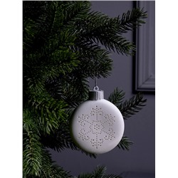 Ёлочный шар «Снежинка», 8.7×3.1×9.8 см, 1 LED, керамика, от батареек LR44×3, свечение тёплое белое