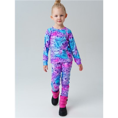 Термокомплект трикот. для девочек: фуфайка (футболка) с длин. рук, брюки