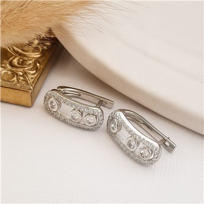 Серьги со стразами, цвет покрытия серебрение, арт.313.232