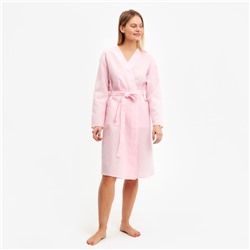 Халат вафельный запашной женский, р-р 46, 160 г/м, 100% хлопок, розовый