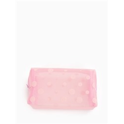 Косметичка женская DOT, с рисунком, сетка, на молнии, розовая