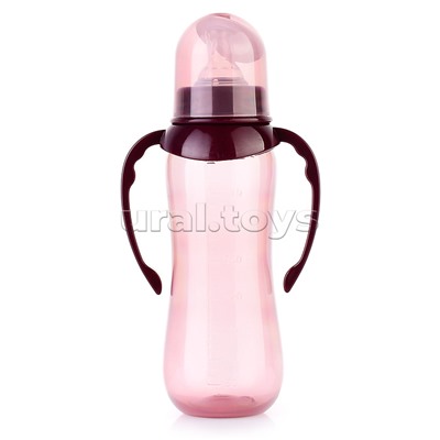 Бутылочка для кормления с соской и ручками, талия 250 мл, в ассорти.