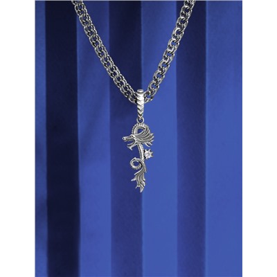 Подвеска из чернёного серебра с фианитом - Дракон ПДр-008о