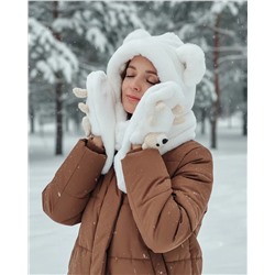 Шапка-шарф с ушками и шарфик