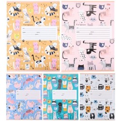 Тетрадь  12л  1 класс косая линия "МНОЖЕСТВЕННЫЕ КОТИКИ" 12-4380 Проф-Пресс