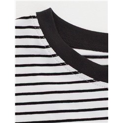 Лонгслив в полоску с принтом из премиального хлопка с эластаном