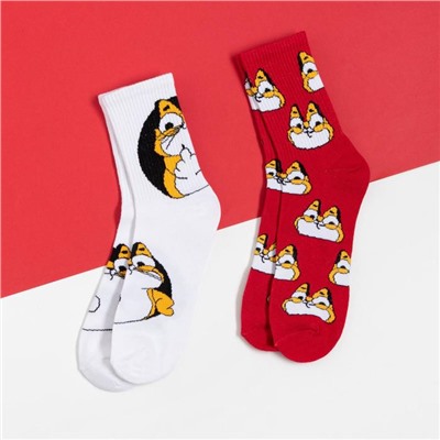 Набор мужских новогодних носков «Кот» размер 41-44 (27-29 см), 2 пары