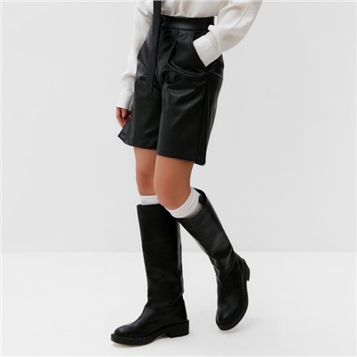 Шорты женские кожаные MIST Base, размер 46, чёрные