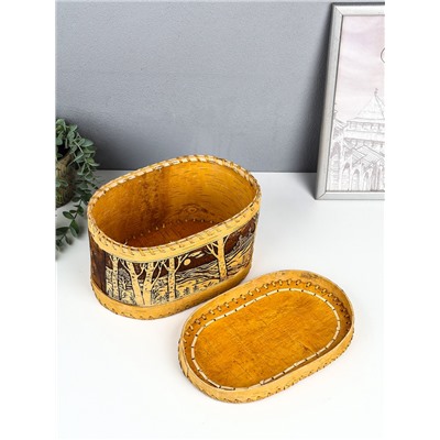 Хлебница-батонница с крышкой «Сказка», 26×17×15 см, береста