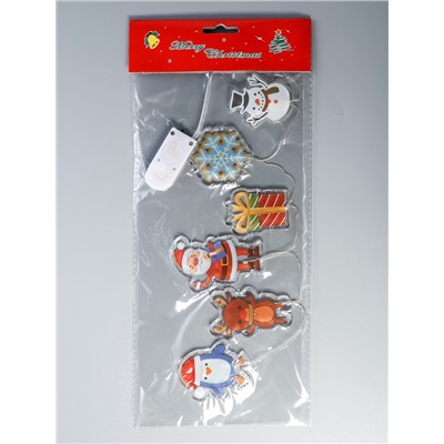 Светодиодная наклейка на окна «Новогодние друзья», 0.5 м, 6 LED, от батареек CR2032×2, свечение тёплое белое