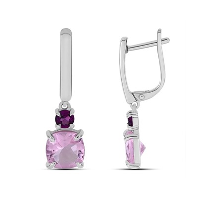 Серьги, морганит , родолит, Калатея