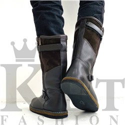 Монголки высокие коричневые замок, войлочная подошва