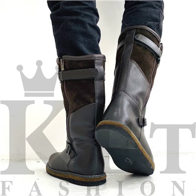 Монголки высокие коричневые замок, войлочная подошва