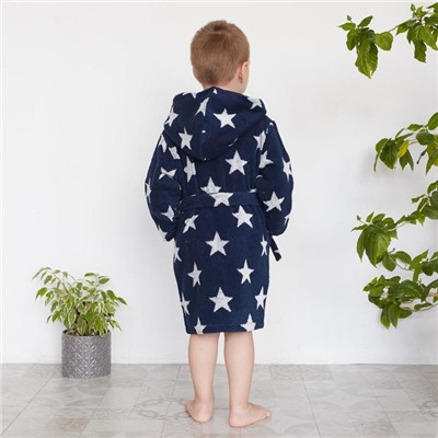 Халат махровый детский «Крошка Я. Звездочки», размер 28, синий