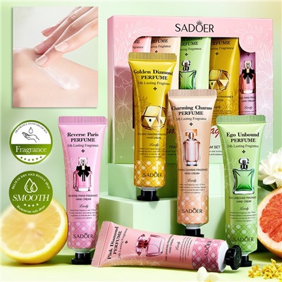 Набор парфюмированных кремов для рук в коробке Sadoer, 5 шт. * 30 гр.
