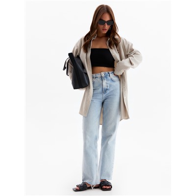 Рубашка женская MINAKU: Velvet Collection, размер 46, серо-бежевая