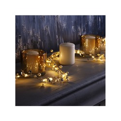 Гирлянда «Мишура» 1.2 м роса с насадками «Бусины», IP20, серебристая нить, 20 LED, батарейки CR2032×2 (в комплекте), свечение тёплое белое